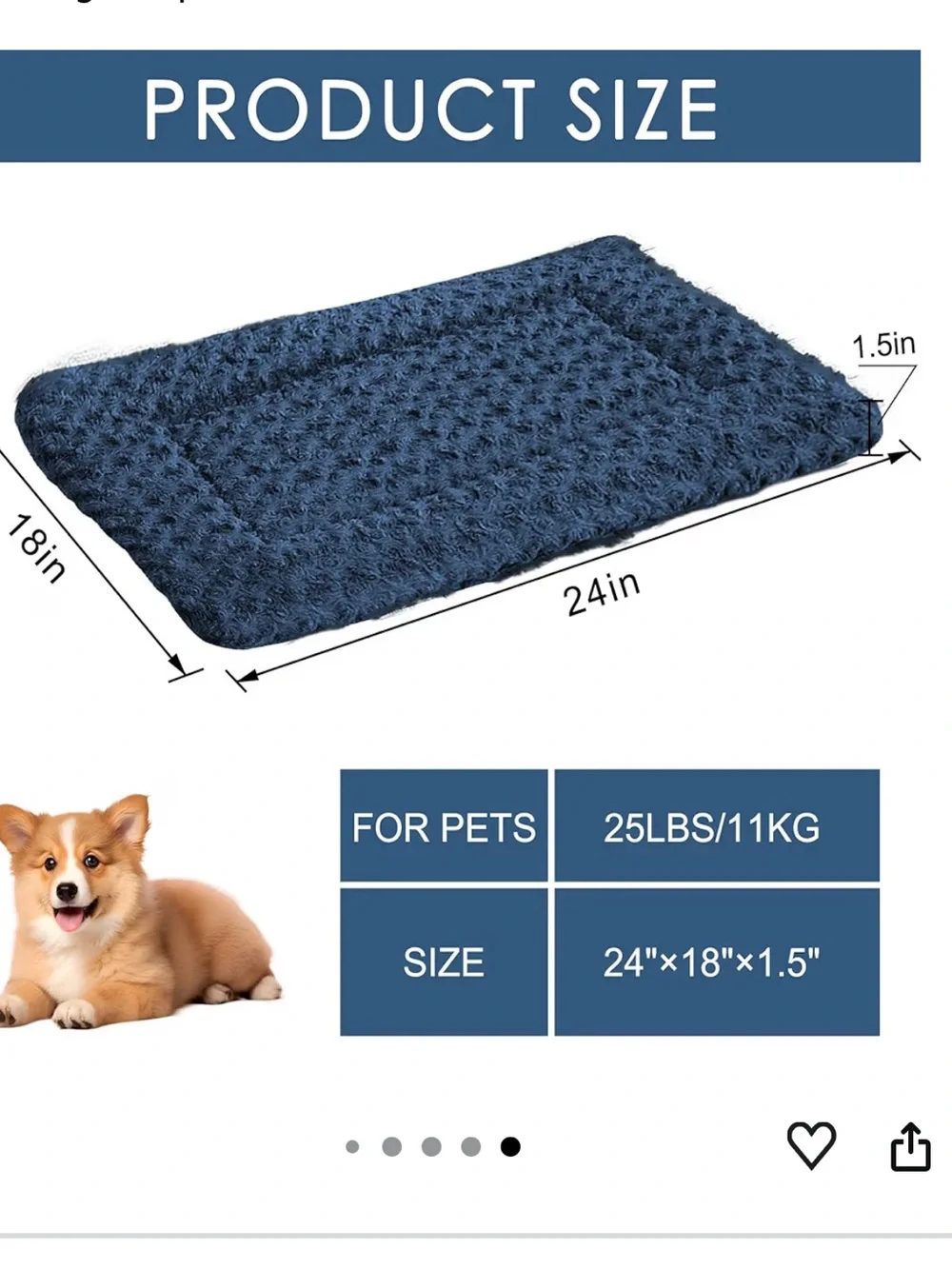 Washable Dog Bed Plush Orthopedic Outdoor Crate Mat with Non-Slip Bottom